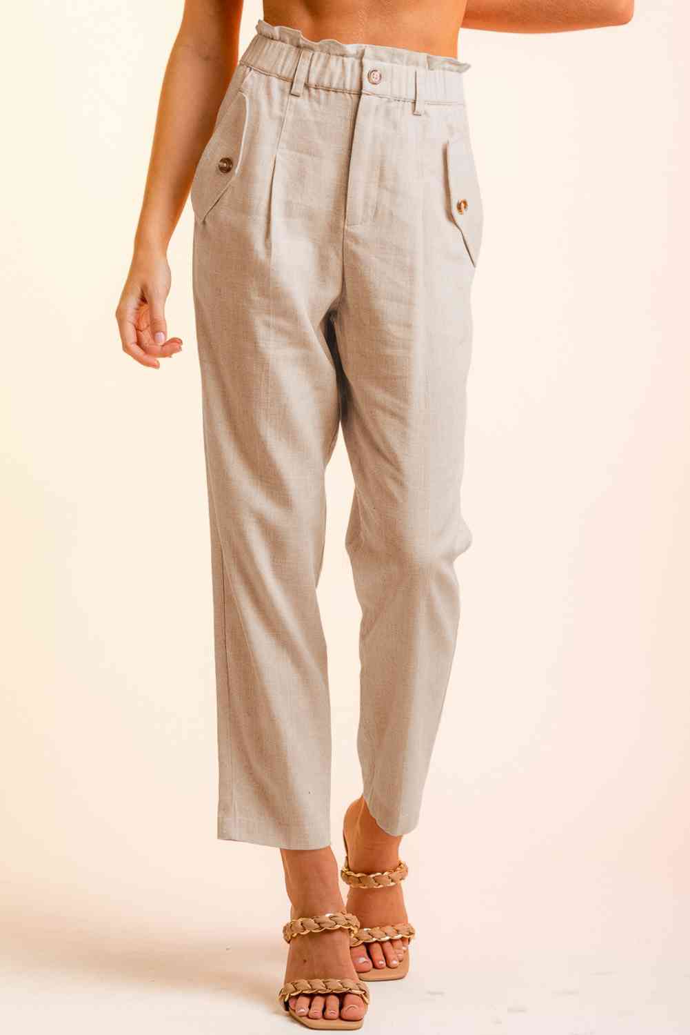 Side Button Long Pants