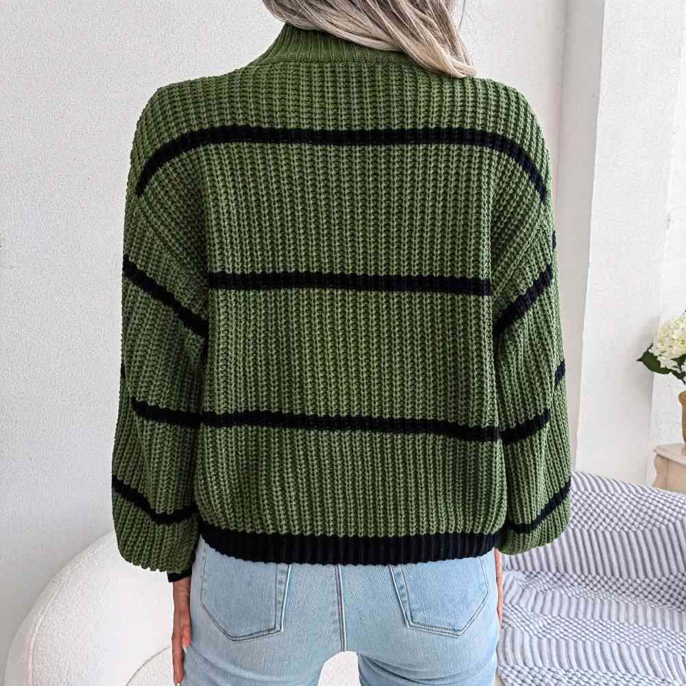 Striped Rib-Knit Sweater