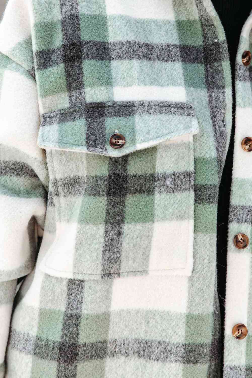 Plaid Collared Button Down Coat