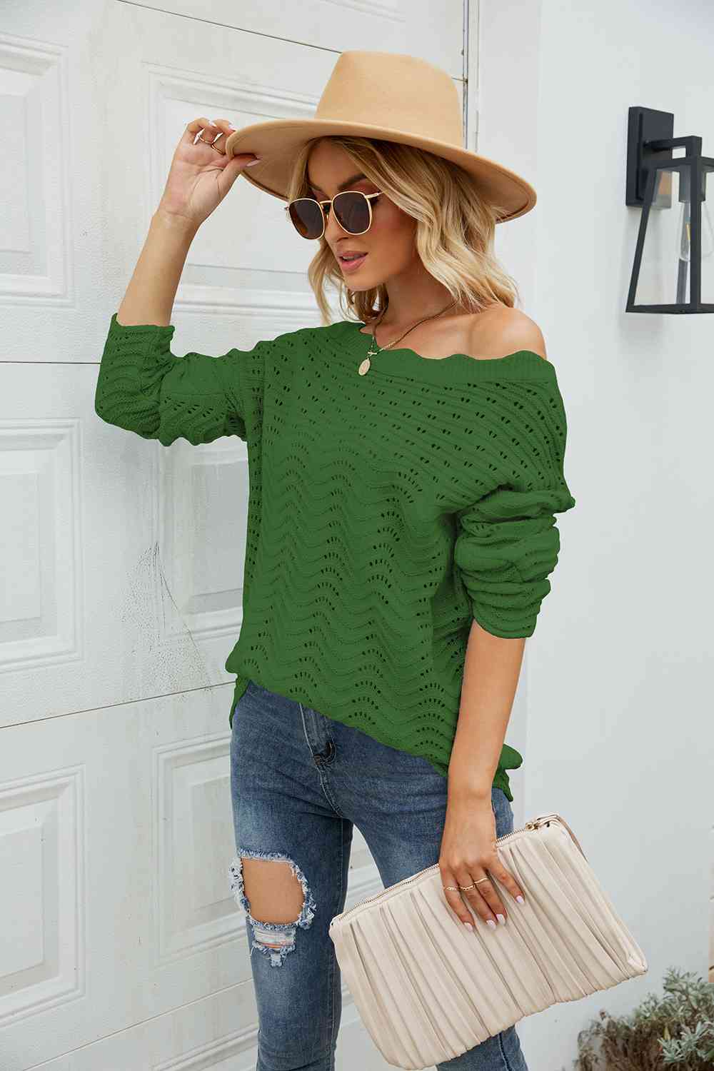 Round Neck Drop Shoulder Sweater